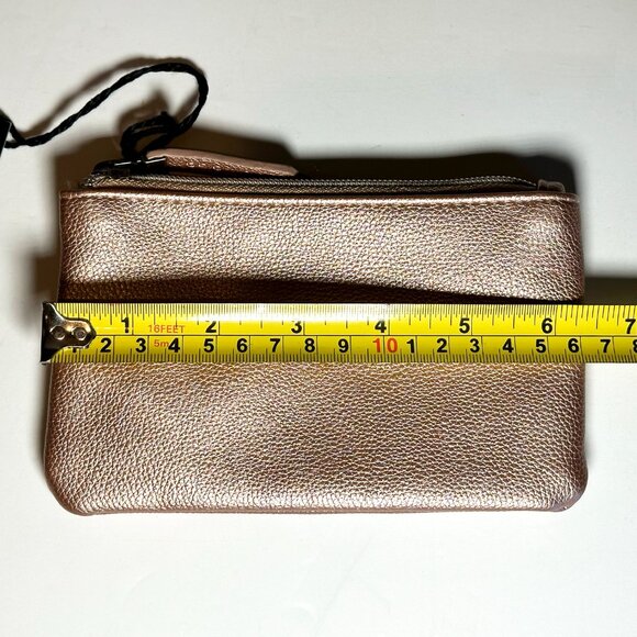 Laura Mercier Rose Gold Metallic Lined Cosmetic Bag Zipper Pouch - Picture 7 of 8